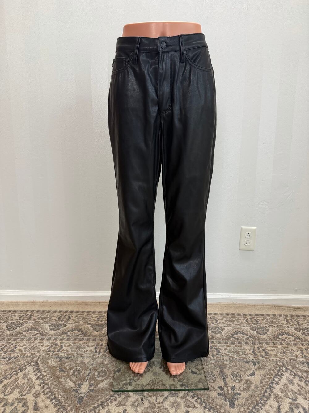 Judy Blue Black Faux Leather Bootcut Pants High Rise Sz 11/30 Western Edgy